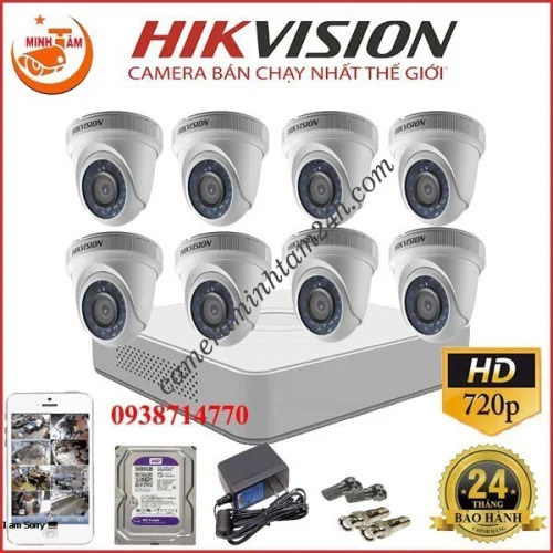 Trọn Bộ 8 Camera Hikvision Hd-tvi 1.0MP