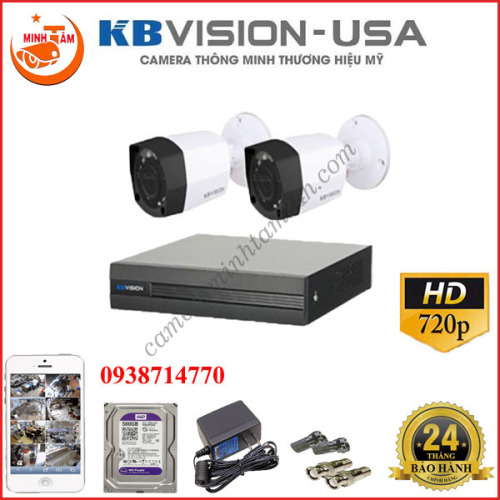 TRỌN BỘ 2 camera 1MP KBVISION NT-K21003C4