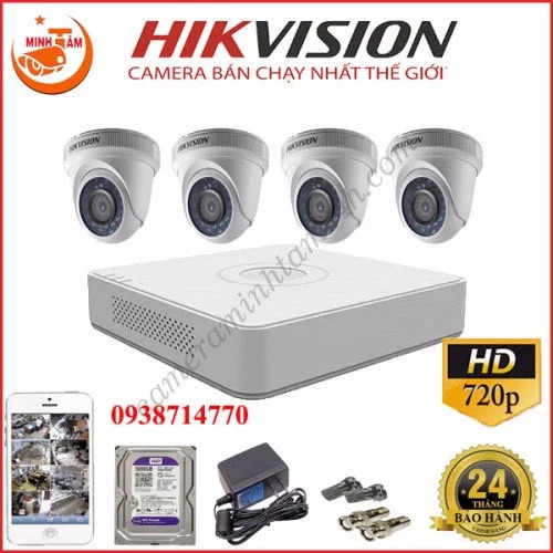 Trọn Bộ 4 Camera Hikvision Hd-tvi 1.0mp