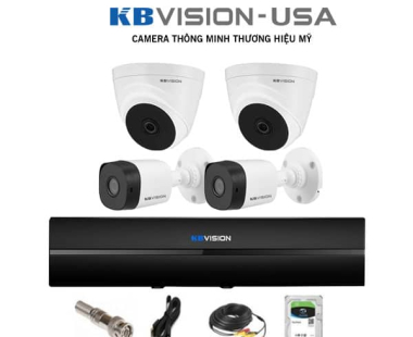 LẮP ĐẶT TRỌN BỘ 4 CAMERA QUAN SÁT KBVISION CCTV-2111C4