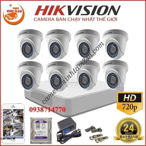 LẮP ĐẶT TRỌN BỘ 8 CAMERA HIKVISION HD-TVI 720P