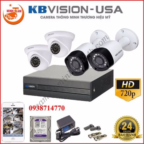 LẮP ĐẶT TRỌN BỘ 4 CAMERA KBVISION HD-CVI-720P