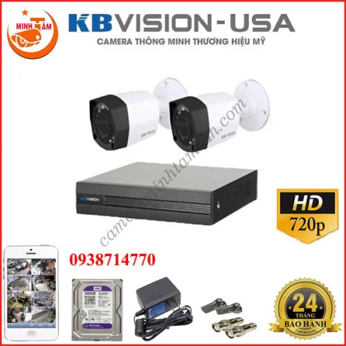 LẮP ĐẶT BỘ 2 CAMERA 1MP KBVISION NT-K21003C4